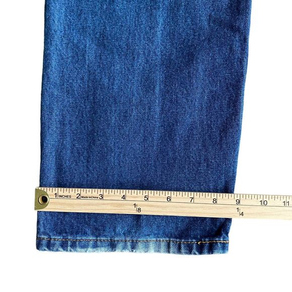 Levi's 505 Mens Jeans 38x34 Blue Dark Wash Straight Fit Zip Fly - Picture 6 of 10